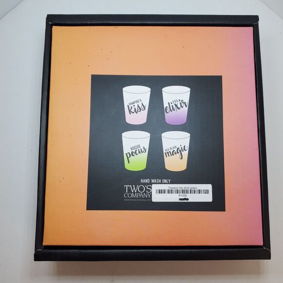 Two's Company Novelty Halloween Shot Glass Set NEW Party Hocus Pocus Vampire - Picture 2 of 7